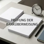 Unbeschriebene Bankformulare neben Uhr, Bankkarte und Stift auf einem Schreibtisch